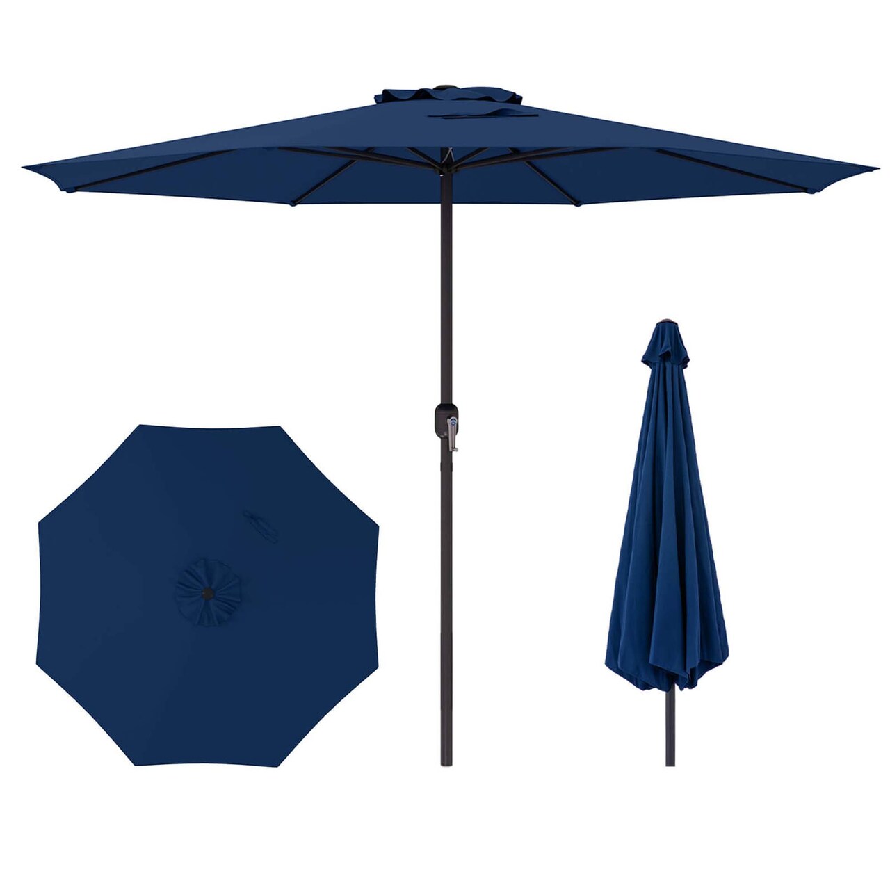 Costway 12 FT Patio Umbrella Outdoor Market Umbrella with Crank Handle 8 Sturdy Ribs Coffee/Beige/Red/Navy/Gray